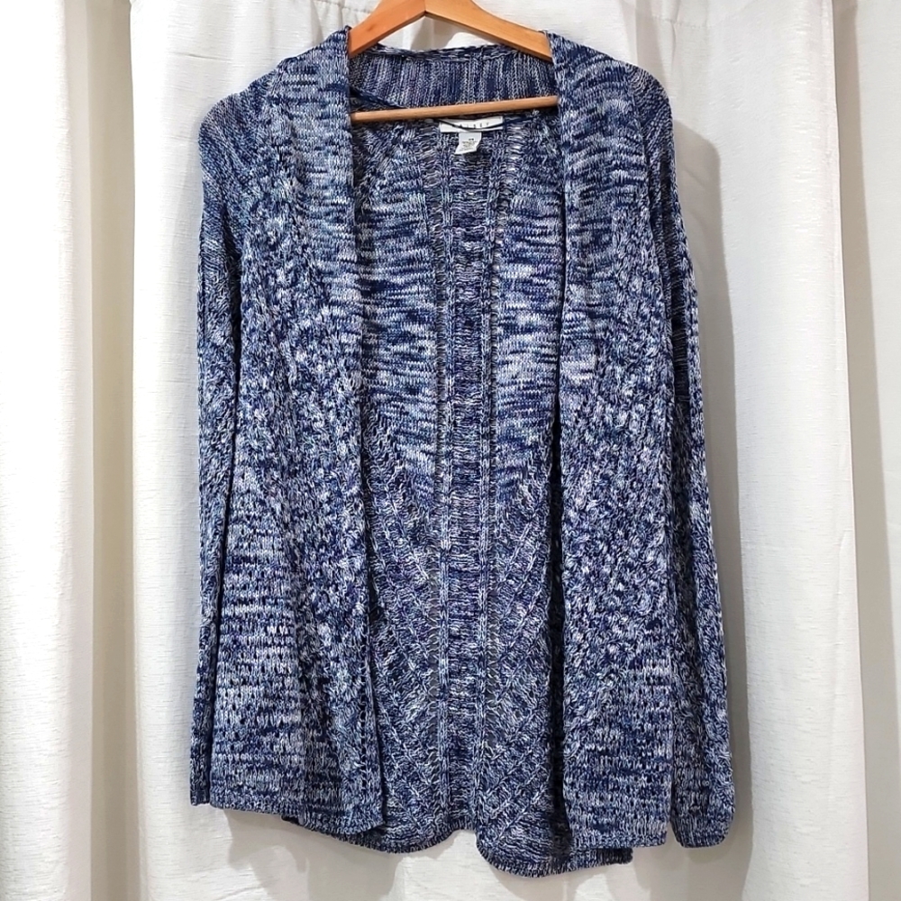 Ramsey Marbled Open Front Knit Cardigan Sweater,  Size XS